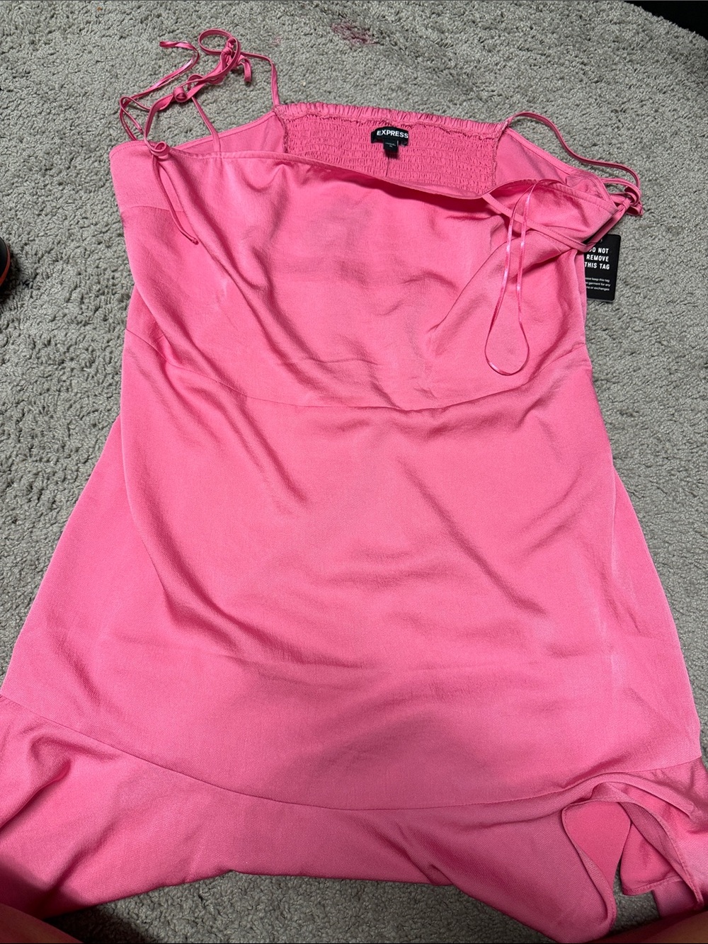 Express Hot Pink Tie-Shoulder Mini Dress